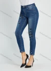 Wholesale Women's High Waist Butterfly Print Pearl Decor Cropped Skinny Jean - Liuhuamall