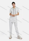 Wholesale Women's Casual Hooded Drawstring Short Sleeve Curved Hem Zipper Plain Hoodies & Pants 2-Piece Set 2221# - Liuhuamall