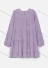 Wholesale Women's Casual Crew Neck Keyhole Back Long Sleeve Layered Short Dress - Liuhuamall
