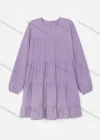 Wholesale Women's Casual Crew Neck Keyhole Back Long Sleeve Layered Short Dress - Liuhuamall