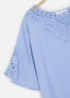 Wholesale Women's Casual Plain Short Sleeve Crew Neck Lace Blouse - Liuhuamall