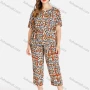 Wholesale Women's Baroque Leopard Print Short Sleeve Top With Cropped Pants Set preview