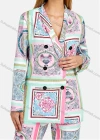 Wholesale Women's Fashion 2 Piece Roll Neck Button Front Long Sleeve Blazer and Cropped Ankle-Tie Pant - Liuhuamall