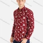 Wholesale Men's Casual Slim Fit Long Sleeve Allover Letter Print Button Down Shirt preview