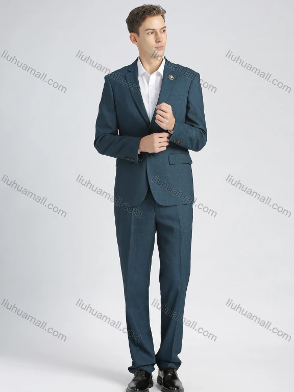 Wholesale Men's Formal Plain Single Breasted Pockets Lapel Slim Fit Blazer & Trousers 2 Piece Sets