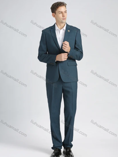 Wholesale Men's Formal Plain Single Breasted Pockets Lapel Slim Fit Blazer & Trousers 2 Piece Sets