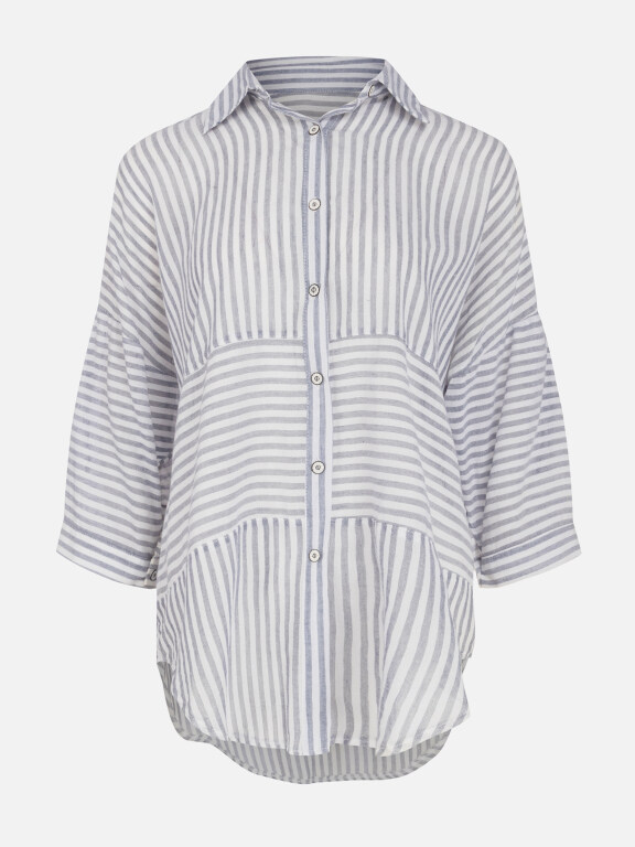Women's Casual Shirt Collar Long Sleeve Button Down Striped Shirt Dress, Clothing Wholesale Market -LIUHUA, Dress%20Shirts