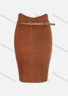 Wholesale Women's Elegant Plain Crop Pencil Skirt With Belt - Liuhuamall