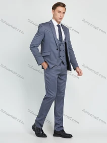 Wholesale Men's Business Lapel One Button Plain Suit Jacket With Waistcoat 3 Piece Set, LIUHUA CLOTHING WHOLESALE