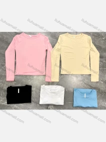 Wholesale Women's Basics Milk Silk Crew Neck Unisize Plain Long Sleeve Top 11213#, LIUHUA CLOTHING WHOLESALE