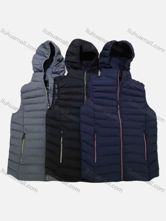 Wholesale Men's Detachable Hood Zips Pockets Oversize Vest Puffer Coat 1111#