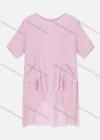 Wholesale Woman's Casual Round Neck Short Sleeve Dual Pockets Tiered Plain Tunic - Liuhuamall