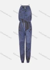 Wholesale Women's Sleeveless Keyhole Neck Allover Print Jumpsuit - Liuhuamall