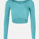 Women's Sweetheart Neck Plain Long Sleeve Rib-Knit Crop Top B632# Clothing Wholesale Market -LIUHUA
