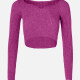 Women's Sweetheart Neck Plain Long Sleeve Rib-Knit Crop Top B698# Clothing Wholesale Market -LIUHUA