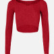 Women's Sweetheart Neck Plain Long Sleeve Rib-Knit Crop Top B717# Clothing Wholesale Market -LIUHUA