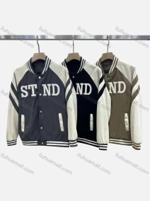 Wholesale Men's Casual Baseball Collar Button Down Letter Baseball Jacket 509#, LIUHUA CLOTHING WHOLESALE