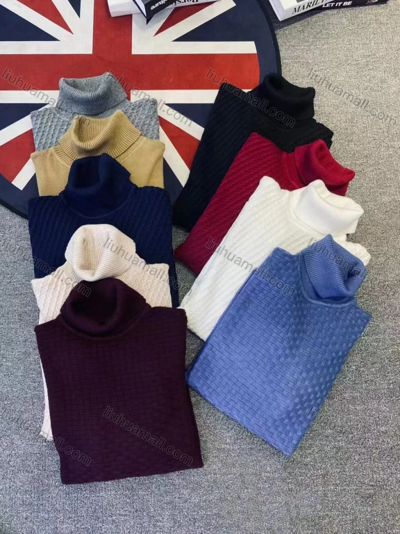 Wholesale Men's Casual Thermal Turtleneck Long Sleeve Knit Top 623#