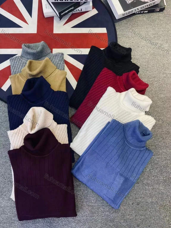 Wholesale Men's Casual Thermal Turtleneck Long Sleeve Knit Top 624#
