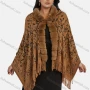 Wholesale Women's Casual Fuzzy Collar Appliques Floral Pearl Decor Scarf Hem Cape 2861# preview