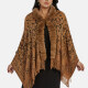 Women's Casual Fuzzy Collar Appliques Floral Pearl Decor Scarf Hem Cape 2861# Camel Clothing Wholesale Market -LIUHUA