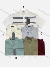 Wholesale Men's Casual Short Sleeve Striped Print Button Front Patch Pocket Polo Shirts, LIUHUA CLOTHING WHOLESALE