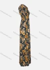 Wholesale Women's Elegant Cap Sleeve Bateau Neck Floral Print Shirred Pleated Maxi Dress - Liuhuamall