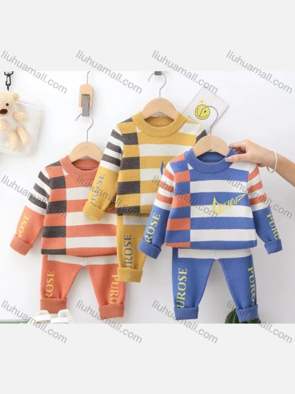 Wholesale Baby's Casual Long Sleeve Round Neck Sweater & Pants 2 piece Set (Pack Of 12) 6348#