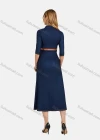 Wholesale Women's Casual Plain Turn Down Collar Half Sleeve Zipper Fake Pockets Midi Denim Dress With Belt - Liuhuamall
