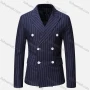 Wholesale Men's Formal & Casual Striped Double Breasted Lapel Patch Pocket Suit Jacket preview