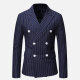 Men's Formal & Casual Striped Double Breasted Lapel Patch Pocket Suit Jacket Navy Clothing Wholesale Market -LIUHUA