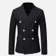 Men's Formal & Casual Striped Double Breasted Lapel Patch Pocket Suit Jacket Black Clothing Wholesale Market -LIUHUA