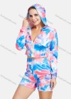 Wholesale Women's Tie Dye Long Sleeve Zipper Crop Hoodies Jackets & Shorts 2 Piece Sets - Liuhuamall
