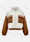 Wholesale Women's Casual Stand Collar Splicing Zipper Flap Pocket Crop Fluffy Jacket - Liuhuamall