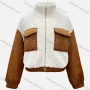 Wholesale Women's Casual Stand Collar Splicing Zipper Flap Pocket Crop Fluffy Jacket preview
