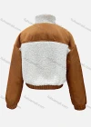 Wholesale Women's Casual Stand Collar Splicing Zipper Flap Pocket Crop Fluffy Jacket - Liuhuamall
