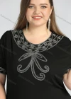 Wholesale Women's Plus Size Round Neck Short Sleeve Embroidery Casual Top - Liuhuamall