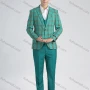 Wholesale Men's Formal Plaid Print Slim Fit Plain Lapel One Button Flag Pockets Suit Jacket & Waistcoat 3-Piece Set preview