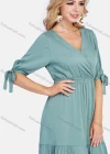 Wholesale Women's Elegant Wrap V Neck A-Line Ruffle Hem Empire Waist Plain Short Dress - Liuhuamall