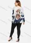 Wholesale Women's Casual Peking Opera Print Round Neck Pullover Knit Top - Liuhuamall