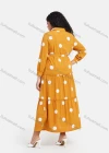 Wholesale Women's Casual Polka Dot Print Button Down Ruffle Hem Maxi Shirt Dress With Belt - Liuhuamall