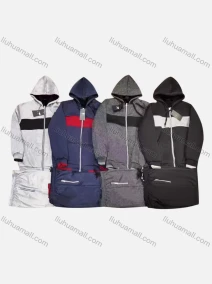Wholesale Men's Casual Colorblock Drawstring Zipper Hoodie & Zipper Pockets Jogger 2 Piece Set, LIUHUA CLOTHING WHOLESALE