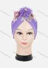 Wholesale Women's Casual Flower Appliques Ruched Headwrap Hat - Liuhuamall