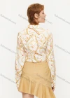 Wholesale Women's Vintage Long Sleeve Double Flap Pockets Chain Print Crop Shirt 727235# - Liuhuamall
