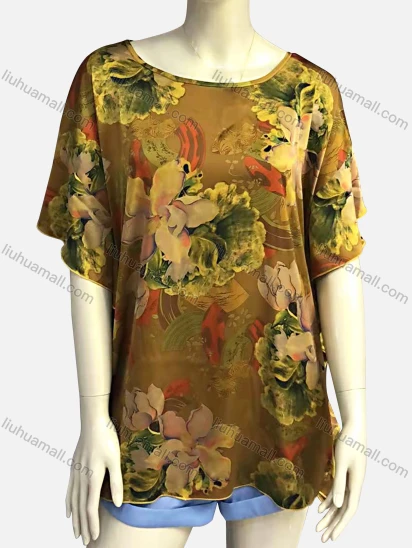 Wholesale Women's Casual Boat Neck Half Sleeve Floral Print Blouse	