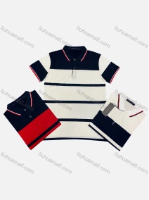 Wholesale Men's Casual Short Sleeve Sleeve Button Front Colorblock Striped Polo Shirts, LIUHUA CLOTHING WHOLESALE