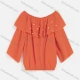 Wholesale Girls Casual Long Sleeve Off Shoulder Ruffle Pearl Decors Trim Plain Tops 110# preview
