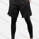 Wholesale Men's Plain 2 in 1 Running Workout Athletic Shorts Attached Legging With Pockets Black Clothing Wholesale Market Liuhua