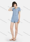 Wholesale Women's Soft Milk Silk Plain V Neck Short Sleeve Lounge Romper Pajamas A13# - Liuhuamall