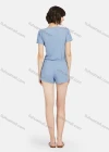 Wholesale Women's Soft Milk Silk Plain V Neck Short Sleeve Lounge Romper Pajamas A13# - Liuhuamall